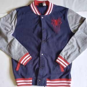 Spiderman Large button up letterman style light jacket